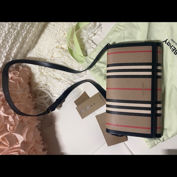 Burberry Icon Strip E-Canvas Crossbody - Picture 1 of 8